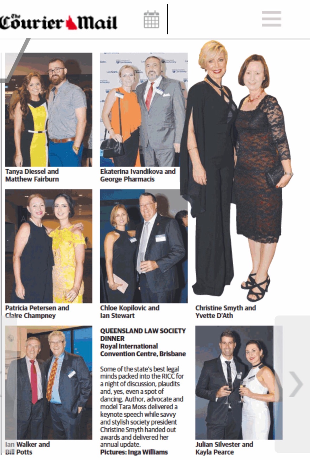 Courier Mail reports on the Queensland Law Society Dinner
